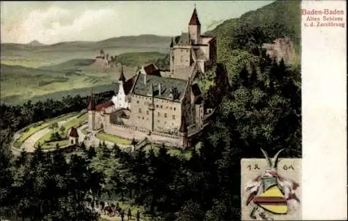 Ak Baden Baden am Schwarzwald, Altes Schloss vor der Zerstörung