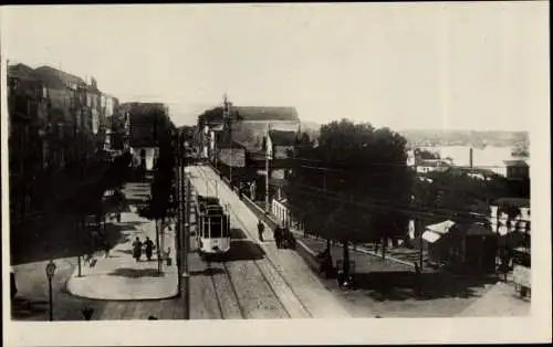 Ak Vigo Galicien Spanien, Passeo de R. Franco, Straßenbahn-Linie Nr. 12