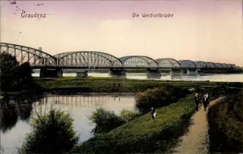 Ak Grudziądz Graudenz Westpreußen, Die Weichselbrücke