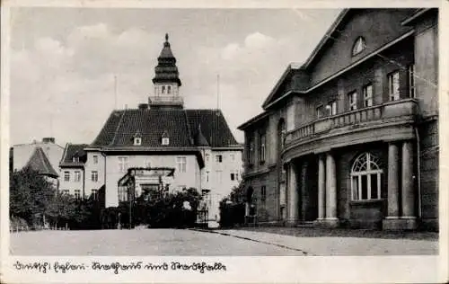 Ak Iława Deutsch Eylau Westpreußen, Rathaus und Stadthalle