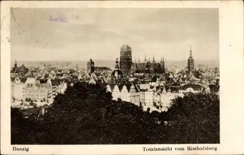 Ak Gdańsk Danzig, Blick auf den Ort vom Bischofsberg, Dom