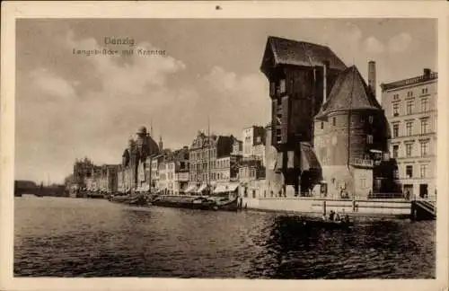 Ak Gdańsk Danzig, Langebrücke, Krantor