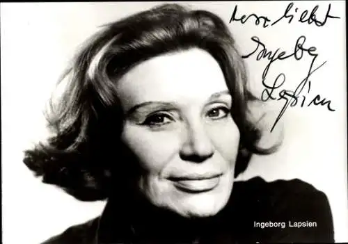 Ak Schauspielerin Ingeborg Lapsien, Portrait, Autogramm