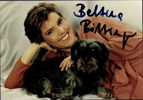 Ak Moderatorin Bettina Böttinger, Portrait, Hund, Autogramm
