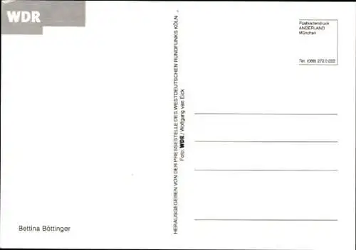 Ak Moderatorin Bettina Böttinger, Portrait, Hund, Autogramm