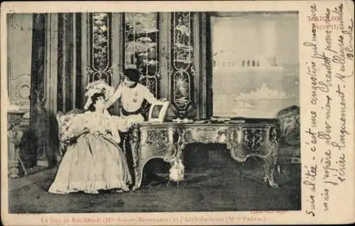 Ak Schauspielerin Sarah Bernhardt, Preval, Theaterszene, l'Aiglon, Acte II, Duc de Reichstadt