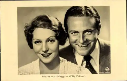 Ak Schauspieler Willy Fritsch und Käthe von Nagy, Portrait, Ufa Film