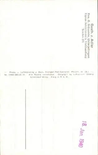Ak Unterjettingen Jettingen in Württemberg, Fliegeraufnahme, Zum Adler