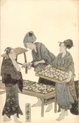 Künstler Litho Utamaro, Kitagawa, Japan, Frauen in japanischer Tracht