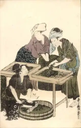 Künstler Litho Utamaro, Kitagawa, Japan, Frauen in japanischer Tracht