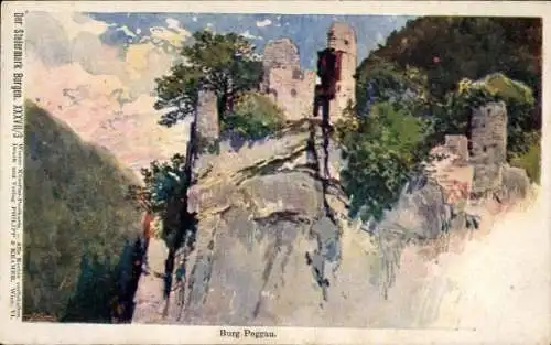 Künstler Ak Peggau Steiermark, Blick zur Burgruine, Felspartie, Philipp & Kramer XXXVII/3