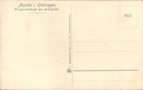 Ak Apolda im Weimarer Land Thüringen, Kriegerdenkmal am Schulplatz