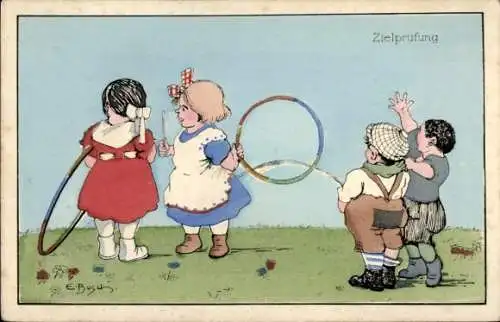 Künstler Ak Busch, E., Zielprüfung, Kinder