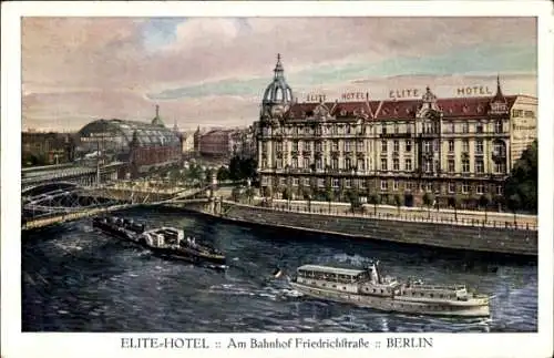 Ak Berlin Mitte, Bahnhof Friedrichstraße, Elite Hotel