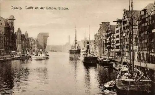 Ak Gdańsk Danzig, an der langen Brücke