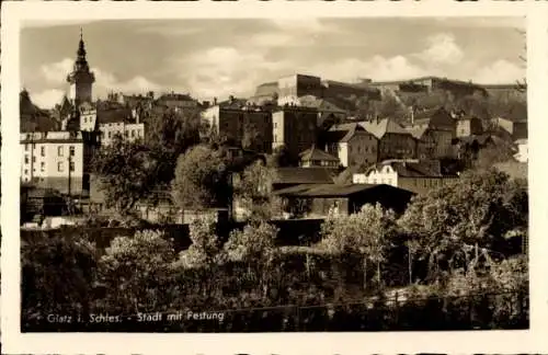 Ak Kłodzko Glatz Schlesien, Stadt mit Festung