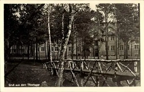 Ak Cibórz Tiborlager Skąpe Skampe Ostbrandenburg, Holzbrücke, Gebäude