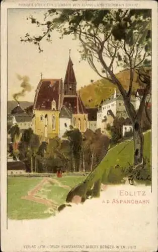 Künstler Litho Zetsche, Edlitz an der Aspangbahn Niederösterreich, Blick zur Kirche