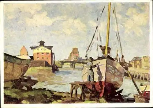 Künstler Ak Johannsen, Albert, Husum in Nordfriesland, Husumer Hafen