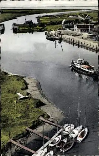 Ak Husum in Nordfriesland, Hafenansicht mit Schiffen