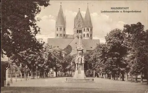 Ak Halberstadt am Harz, Liebfrauenkirche, Kriegerdenkmal