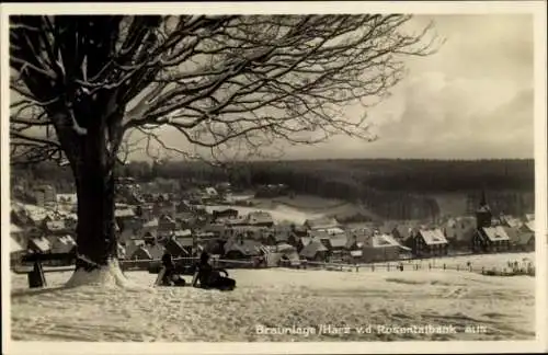 Ak Braunlage im Oberharz, Blick von der Rosentalbank, Winter