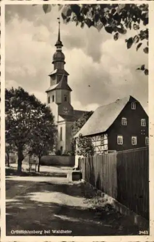 Ak Grünlichtenberg Kriebstein Sachsen, Kirche, Fachwerkhaus