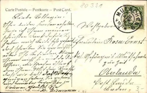 Ak München, Mädchenportrait mit Fahne, Ehrenkranz, Stadtwappen