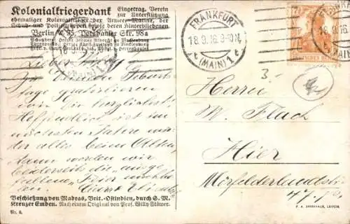 Künstler Ak Stöwer, Willy, SMS Emden beschießt Madras, Kreuzer, Kaiserliche Marine, I. WK