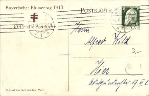 Künstler Ak Marr, K. v., Bayerischer Blumentag 1913