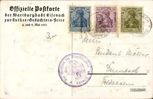 Passepartout Steindruck Ak Eisenach, Luther auf der Wartburg, Feier 1921