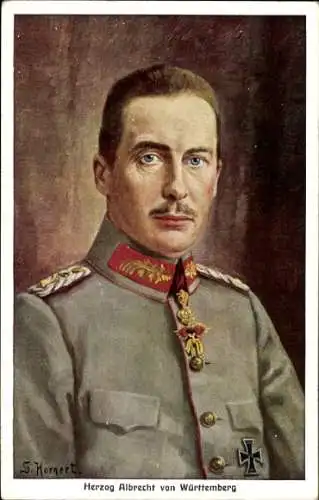 Künstler Ak Hornert, G., Herzog Albrecht von Württemberg, Portrait in Uniform, Eisernes Kreuz