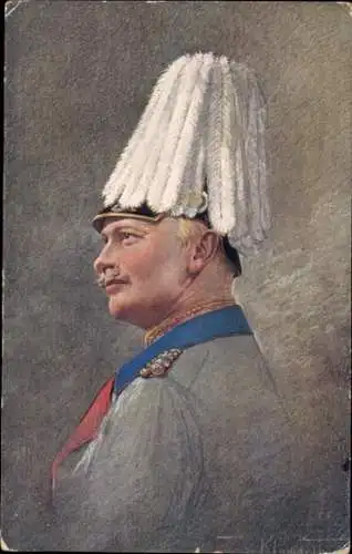 Künstler Ak Klamroth, König Friedrich August III. von Sachsen, Portrait, Pickelhaube