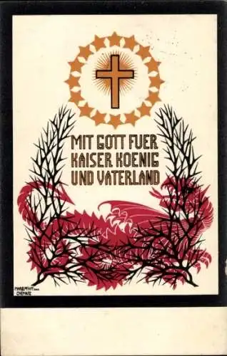 Künstler Ak Mit Gott für Kaiser König und Vaterland, für das dt., österr. und ungarische Haus