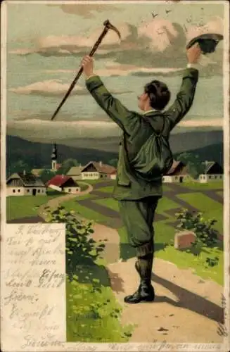 Künstler Litho Mailick, Wanderer, So leb' denn wohl