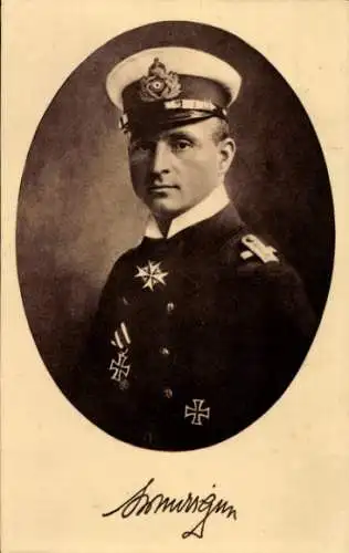 Ak Otto Weddigen, Marineoffizier, Kapitänleutnant, Portrait, Uniform, Eisernes Kreuz