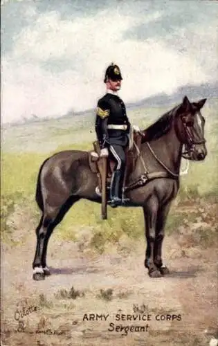 Künstler Ak Army Service Corps, Sergeant, Britischer Soldat zu Pferde