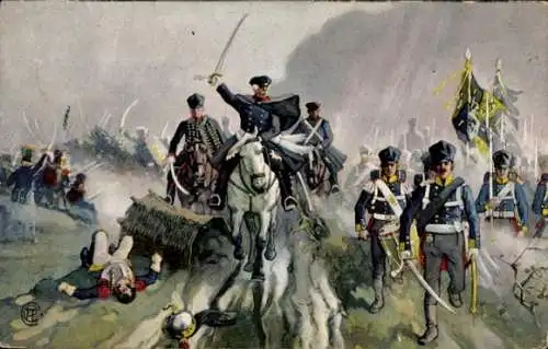 Künstler Ak Die Völkerschlacht 1813, General Blüchers Sieg an der Katzbach, Reklame, Salz