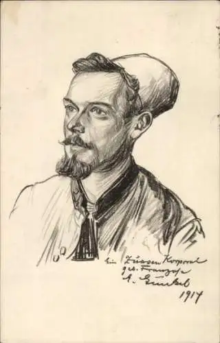 Künstler Ak Ein Korporal, geborener Franzose, Portrait, 1914