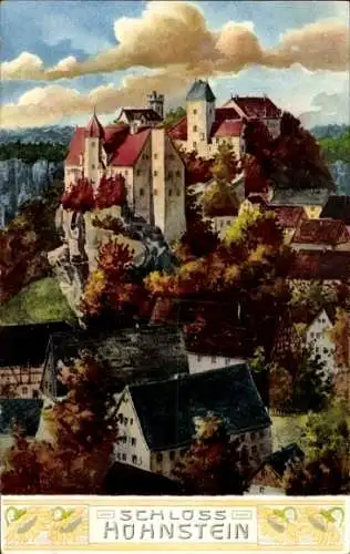Künstler Ak Böhmert, Hohnstein in der Sächsischen Schweiz, Das Schloss, Ortsansicht im Herbst