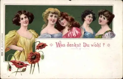 Litho Was denkst Du wohl, Frauen, Mohnblüten