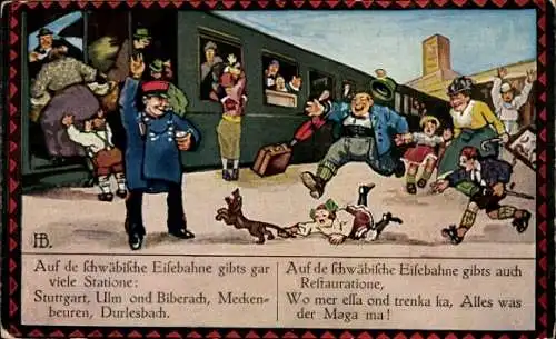 Lied Künstler Ak Boettcher, Hans, Auf de Schwäbische Eisebahne, Bild 1