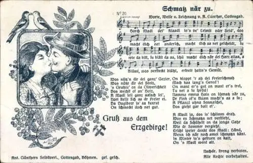 Lied Ak Günther, Anton, Erzgebirgische Mundart 20, Schmatz när zu, Liebespaar