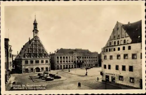 Ak Zwickau, Hauptmarkt, Rathaus, Gewandhaus