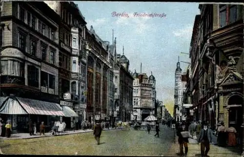 Ak Berlin, Blick in die Friedrichstraße, Geschäfte