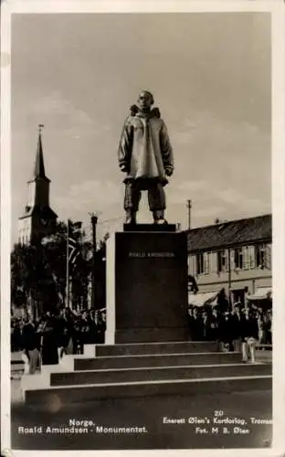 Ak Norwegen Norge, Roald Amundsen Denkmal