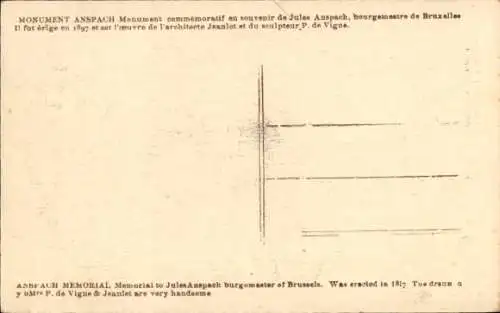 Ak Brüssel Brüssel, Anspach-Denkmal