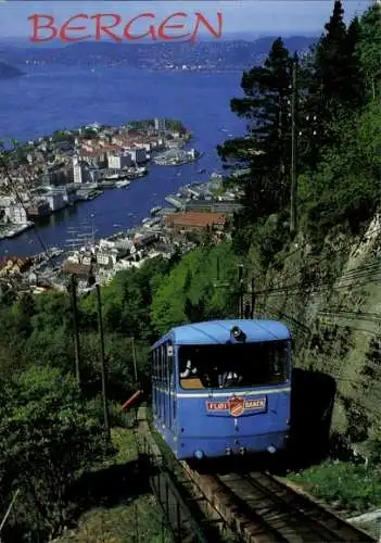 Ak Bergen Norwegen, Blick vom Floyen, Bahn