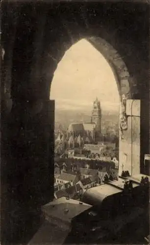 Ak Bruges Brügge Flandern Westflandern, Stadt aus dem Fenster des Beffroi gesehen