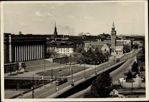 Ak Helsinki Helsingfors Südfinnland, Stadtbild, Parlament, Straßenbahn